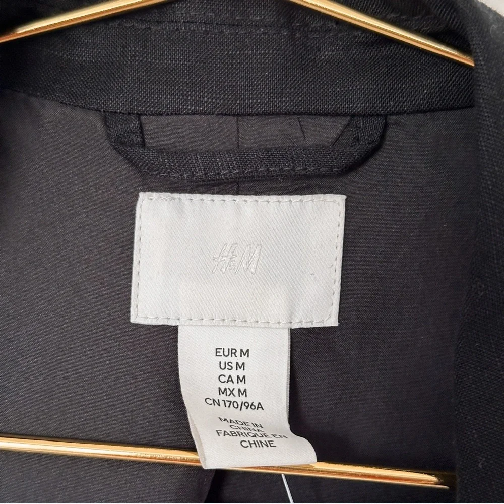 H&M Linen Blend Blazer- Lightweight Casual Workwear - Picture 9 of 10